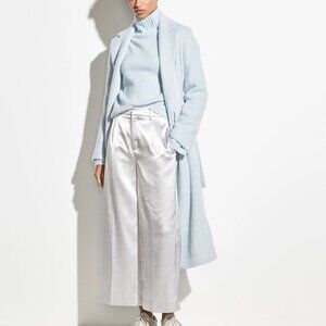 NWT Vince metallic silver crop wide leg satin-like finish trousers, 4